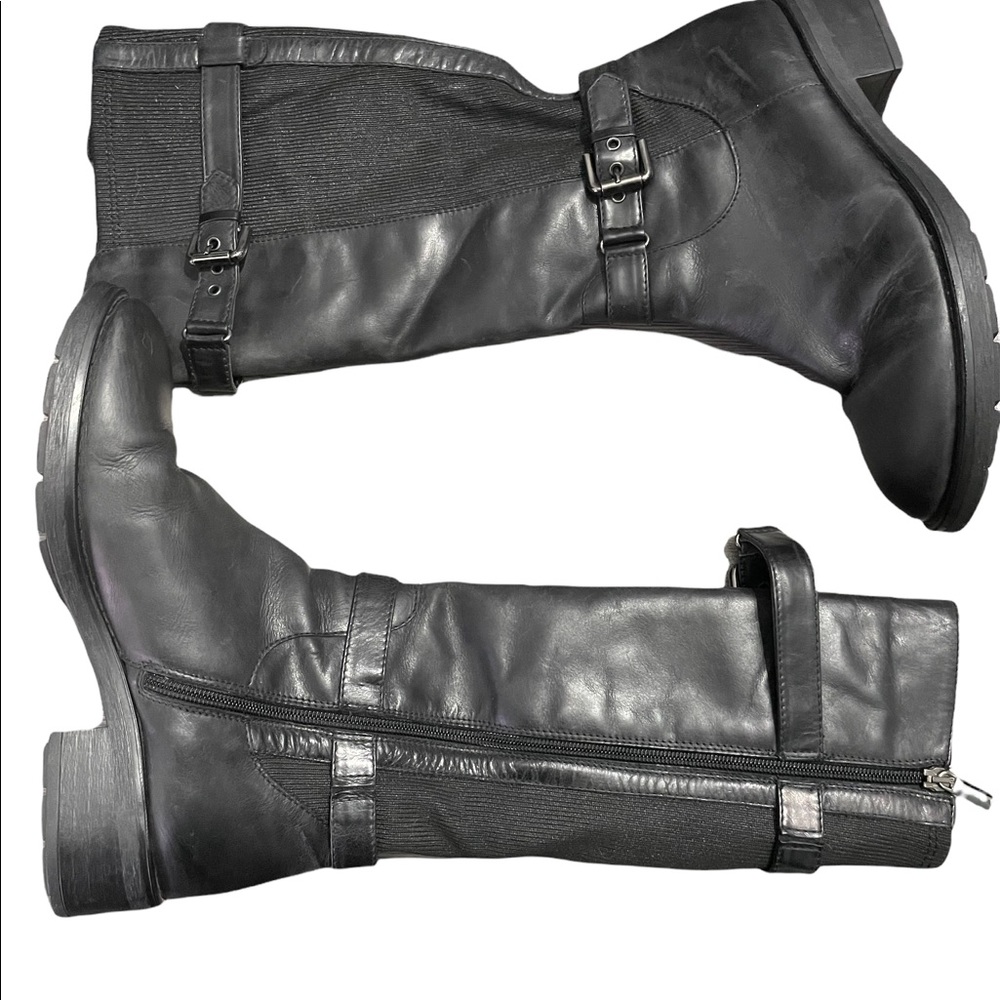 Aqua tallia black leather boots size 8.5!